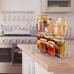Stainless Steel 2 Tiered Shelf Kitchen Rack - Spice Boxes Organizer –Kitchen Rack Stand - Cosmetic Organizer – Counter Top Organiser - Floor Mounted Shelf For Home(Multipurpose Rack)