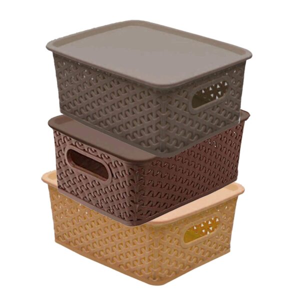 Plastic Storage Basket Set of 3 | Multipurpose Organizer Baskets for Kitchen, Bathroom, Wardrobe, Office & Home Storage