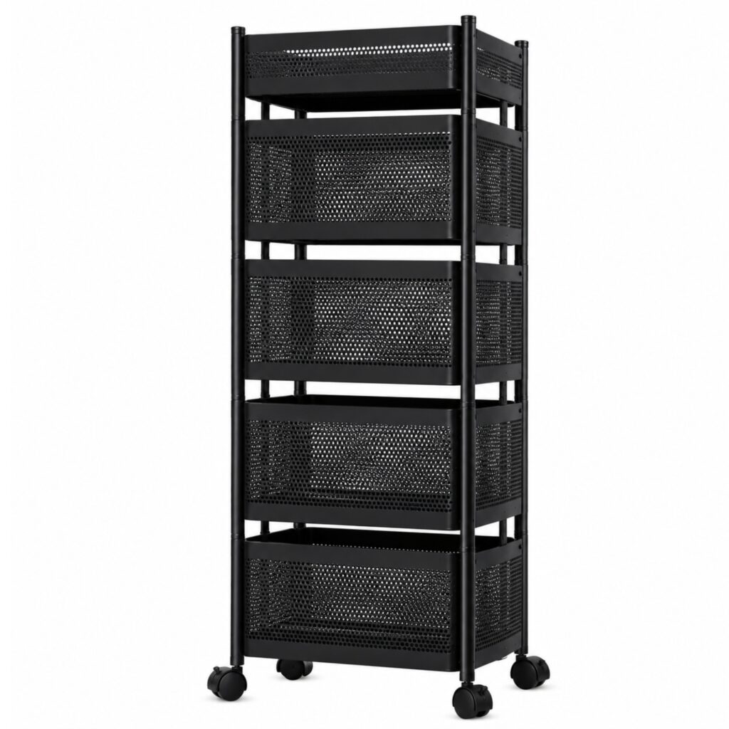 4 Layer Kitchen Storage Trolley | Multipurpose Rolling Utility Cart, With Wheels, For Kitchen, Bathroom, Laundry & Home Organization