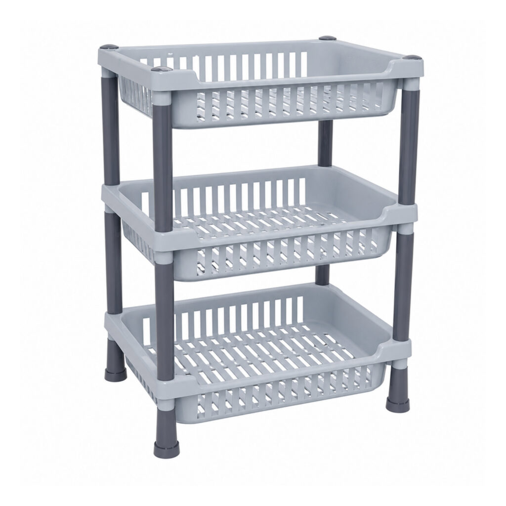 3 Layer Vegetable Storage Rack | Multipurpose Kitchen Storage Organizer with 3-Tier Baskets for Fruits, Vegetables & Grocery Items