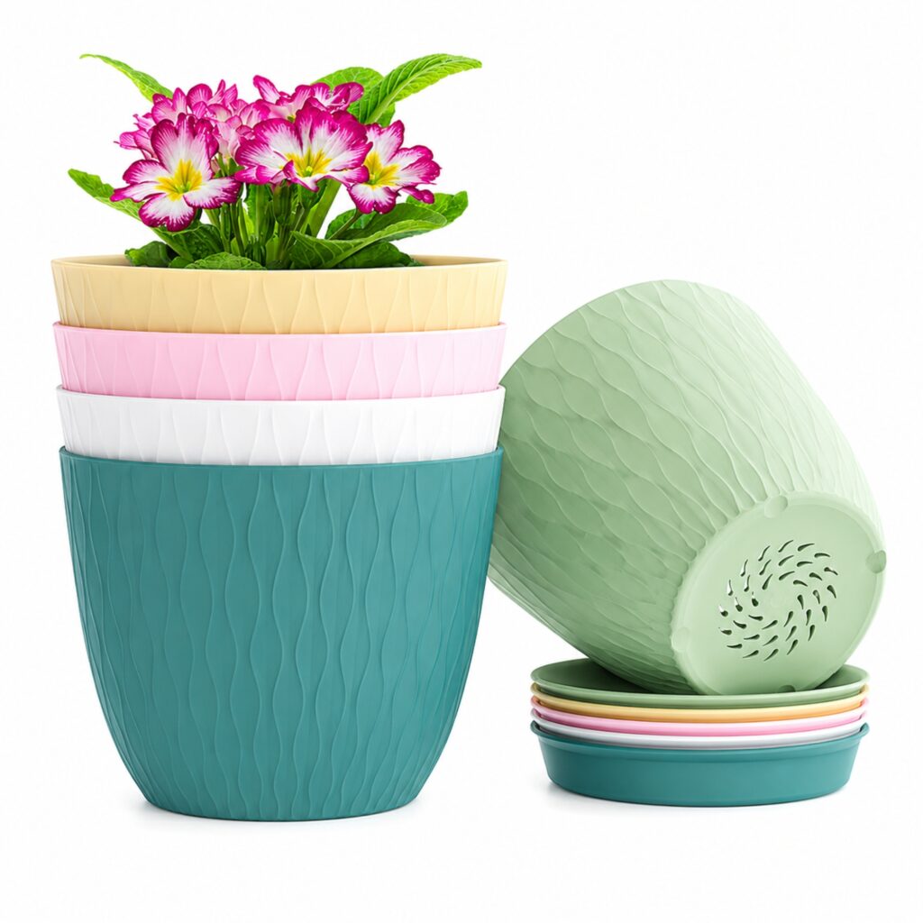 Curve Design Plastic Flower Pot | Decorative, For Home, Balcony, Garden & Office, Lightweight Planter