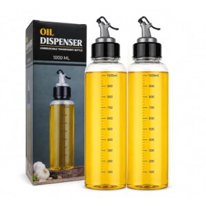1000 ml Plastic Oil Dispenser Bottle | Leakproof Oil Pourer for Olive Oil, Vinegar, Cooking Oil, Kitchen & Dining SET OF 2