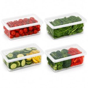 FRIDGE CONTAINER 1500 ML,Fridge Storage Containers, Fridge Organiser Storage Boxes Set of 4