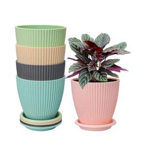 Straight Design Plastic Flower Pot | Decorative, For Home, Balcony, Garden & Office, Lightweight Planter