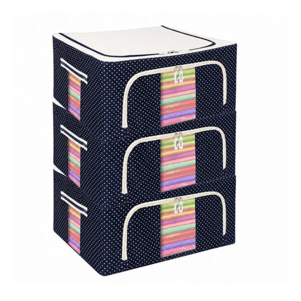 66 LITRES CLOTH STORAGE BOX Foldable Steel Frame Cloth Organizer for Storage SET OF 2
