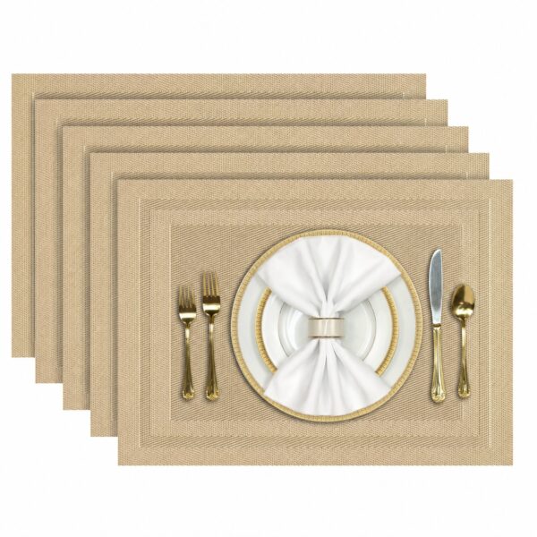 Dining Table MAT,Gold Dining Table Mats 6 Pieces, Washable