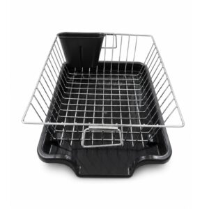 Dish Drainer Basket Steel Light Dish Drying Rack with Drainer Tray