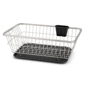 Dish Drainer Basket Steel Heavy Dish Drying Rack with Drainer Tray