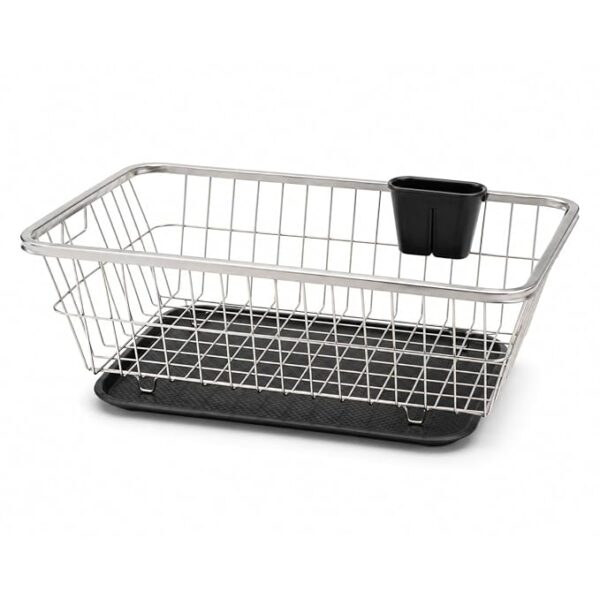 Dish Drainer Basket Steel Heavy Dish Drying Rack with Drainer Tray