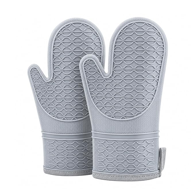 Silicon Long Oven Mit, Fire Proof Heat Resistant Cooking Oven Gloves (Pack of 2 Pcs)