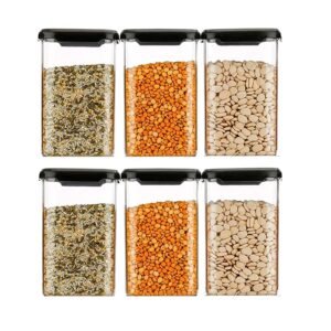 STORAGE CONTAINER 1100ML, SET OF 6 1100 ML Square Airtight Storage Jar and Container Organizer
